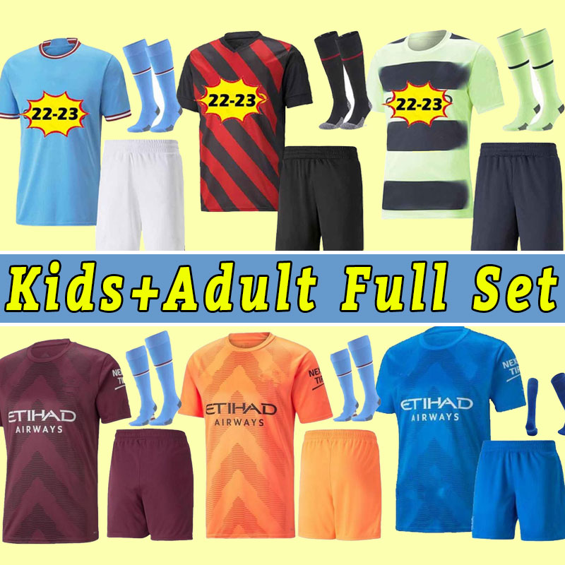 

Full set Kids Adult socks HAALAND soccer jersey 22 23 DE BRUYNE PHILLIPS MANS CITIES GREALISH MAHREZ MANCHESTERS FODEN 2022 2023 ALVAREZ short sleeve goalkeeper