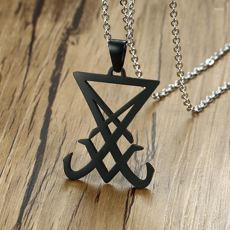 

Pendant Necklaces Satanic Symbol Sigil Of Lucifer Pendants Necklace In Stainless Steel Satan Emblem Amulet Charm Sign Medallion