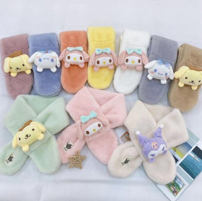 

New Winter Children Cute Soft Scarves Faux Fur Cartoon Rabbit Scarf Baby Girls Outdoor Windproof Warm Scarve Boy Kids Plush Thicken Scarf For Christmas