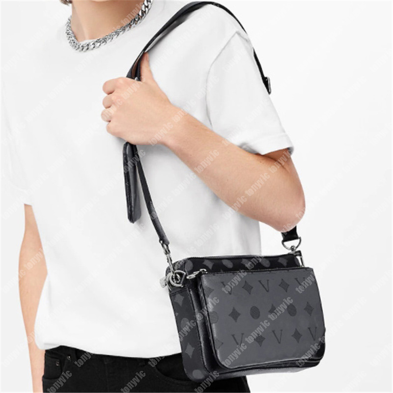 

3 Pcs Mens Cross Body Bag Designer Messenger Bag TRIO Genuine Leather Fashion Messenger Bags Casual Shoulder Bags For Man