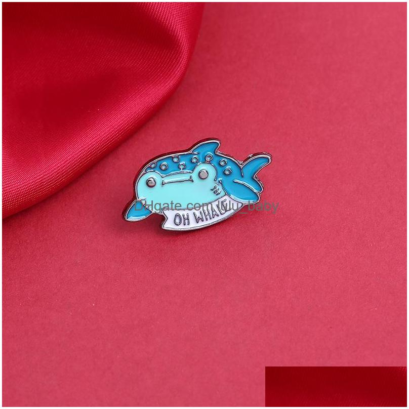 

Pins Brooches Cartoon Personality Ocean Animal Brooch Kawaii Smile Whale Paint Enamel Lapel Pins Lettter Alloy Brooches For Women D Dhlts