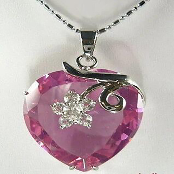

Stunning Jewellery Pink Zirconia Crystal Flower Pendant Necklace