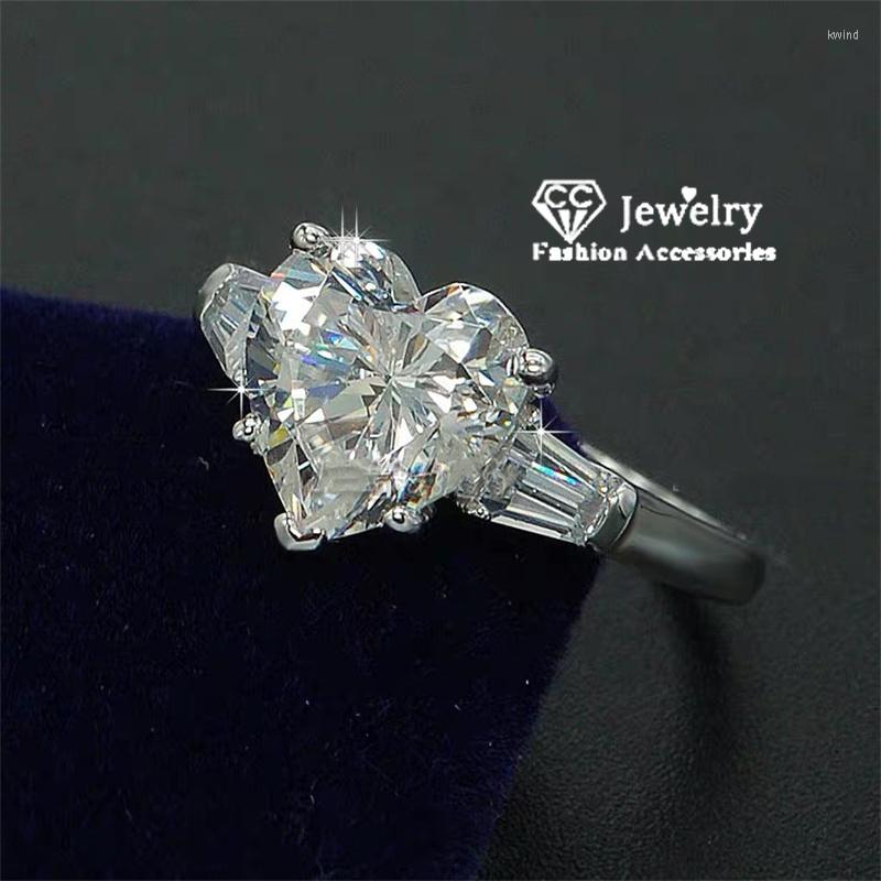 

Wedding Rings Love Heart For Women White Cubic Zirconia Romantic Jewelry Charms Engagement Accessorirs Drop 744