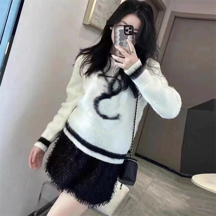 

Women's Sweaters fashion casual Luxury brand Mohair designer Sweaters S, White