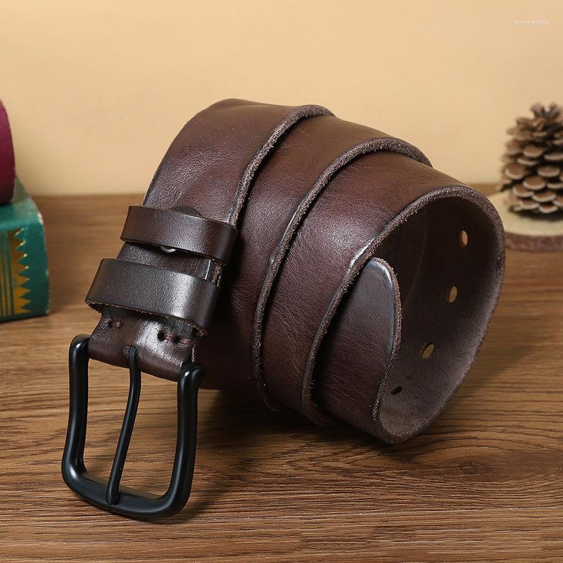 

Belts 2022 High Quality Genuine Leather For Men Brand Strap Male Double Needle Pin Buckle Fancy Vintage Jeans Cowboy Cintos, Black