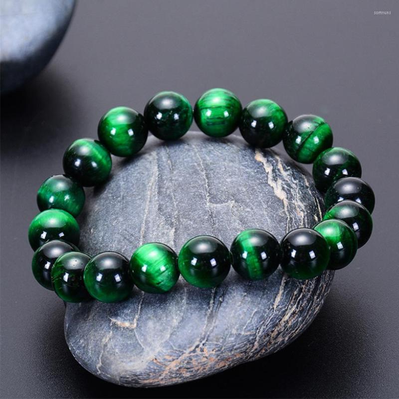 

Strand Natural Green Tiger Eye Beaded Elastic Cord Bracelet Men's Charm Spiritual Energy Balance Treatment Bangle