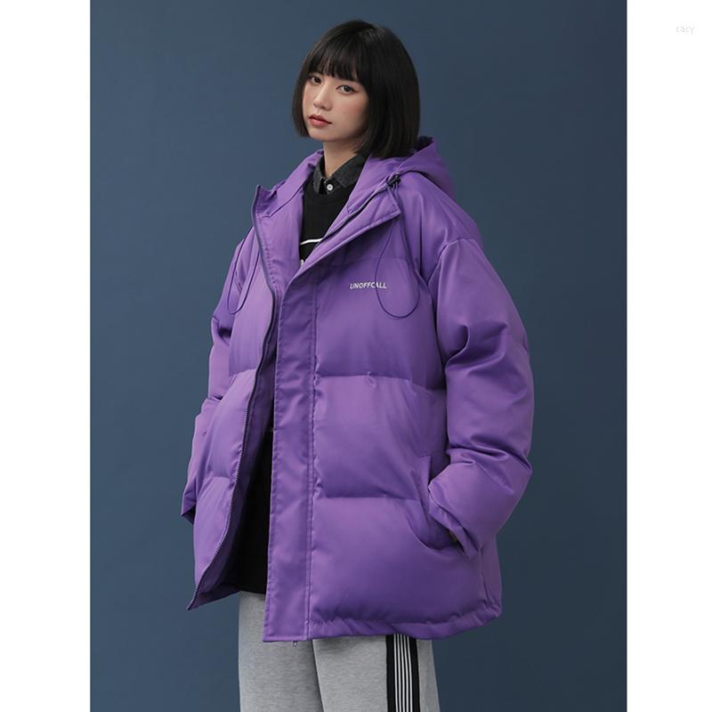 

Women's Down Women Winter Clothes Purple Jacket Leisure Baggy Thickening Coat Fashion Loose Warm Female Puffer Cotton Padded Outwear, Black