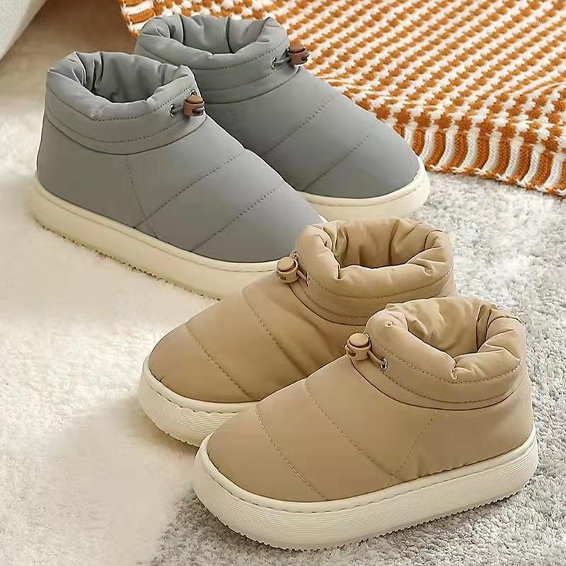 

Boots 2022 Men Warm Winter Cotton Fabric Plush Ankle Women Outdoor Shoes Slip On Anti-skid Elastic Bottom Snow For Couple, Navy blue
