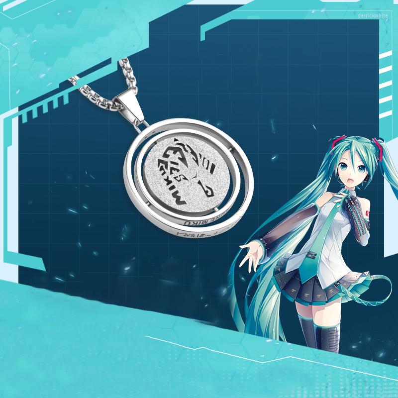 

Pendant Necklaces Official Anime Miku Stainless Steel Turnable Necklace Girls Birthday Xmas Gift Women Jewelry Hatsun Cosplay Accessory