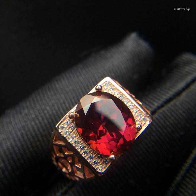 

Cluster Rings Real And Natural Red Topaz Man Ring 925 Sterling Silver 10 12mm Gem For Men Fine Handworked Jewelry