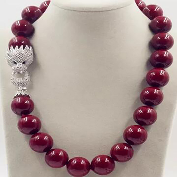

Beautiful New Huge 18mm Genuine Red Shell Pearl Necklace 19"AAA