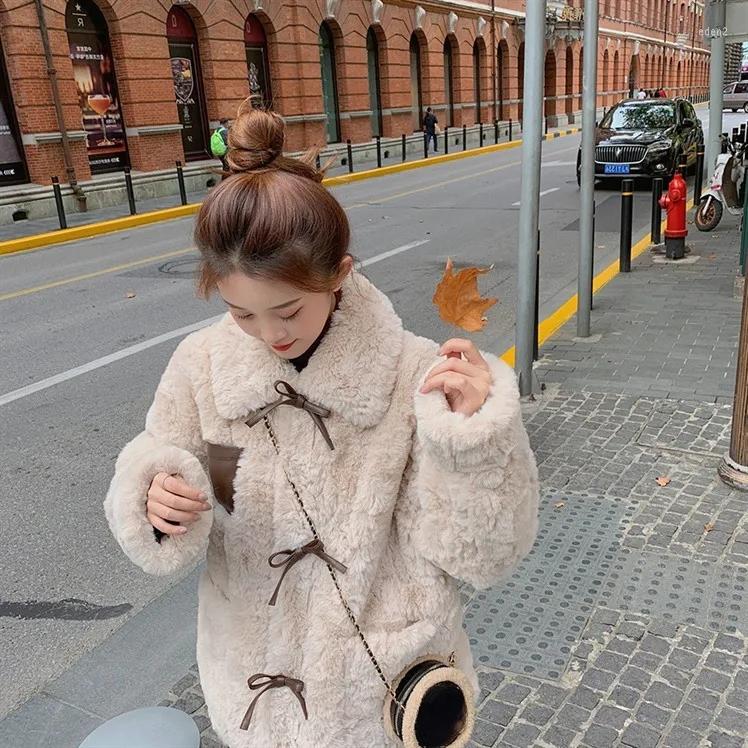 

Women' Fur 2022 Winter Thickened Imitation Plush Loose Coat Women' Korean Style Short Lamb Wool, Apricot
