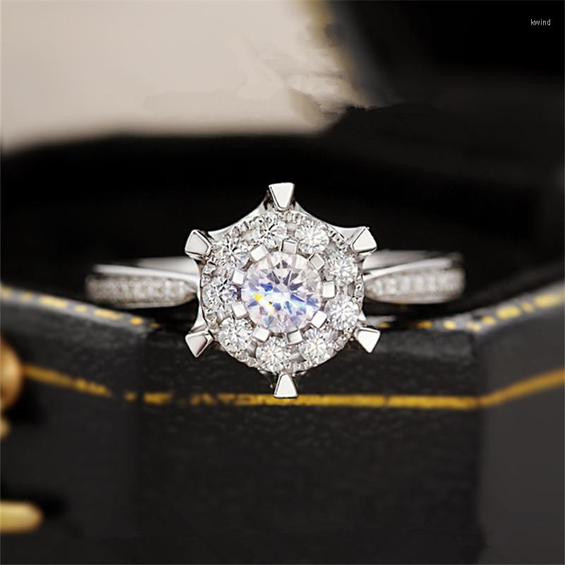 

Wedding Rings Proposal Fine Jewelry Silver Color Cubic Zirconia Romantic Bridal Engagement Ring Anillos Mujer 093