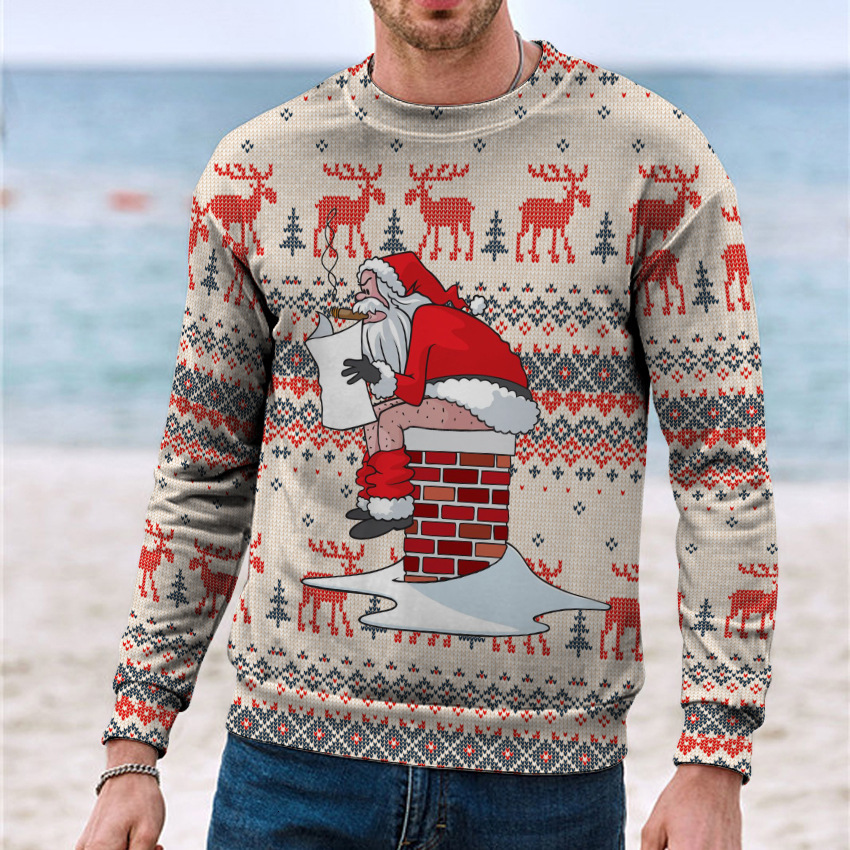 

Men' Sweaters Autumn and Winter Men and Women' Daily Round Neck Hoodie Creative Leisure 3D Digital Christmas Print Long Sleeve 221128