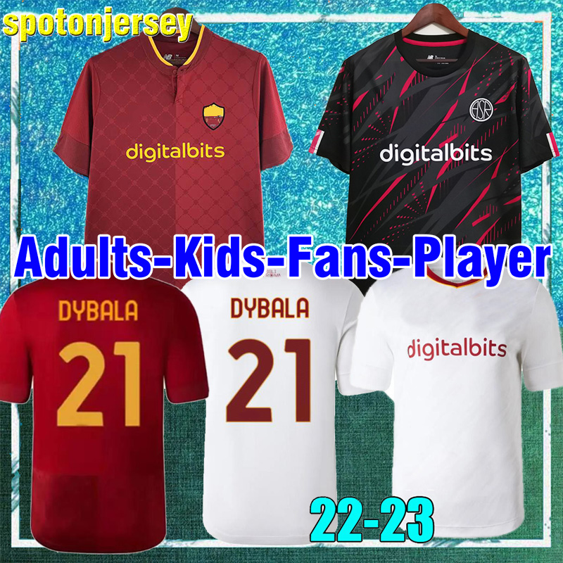 

22 23 roma soccer jerseys DYBALA home red away white tops tee 2022 2023 Wijnaldum Zaniolo MANCINI KUMBULLA men kids kit football shirts 1069343