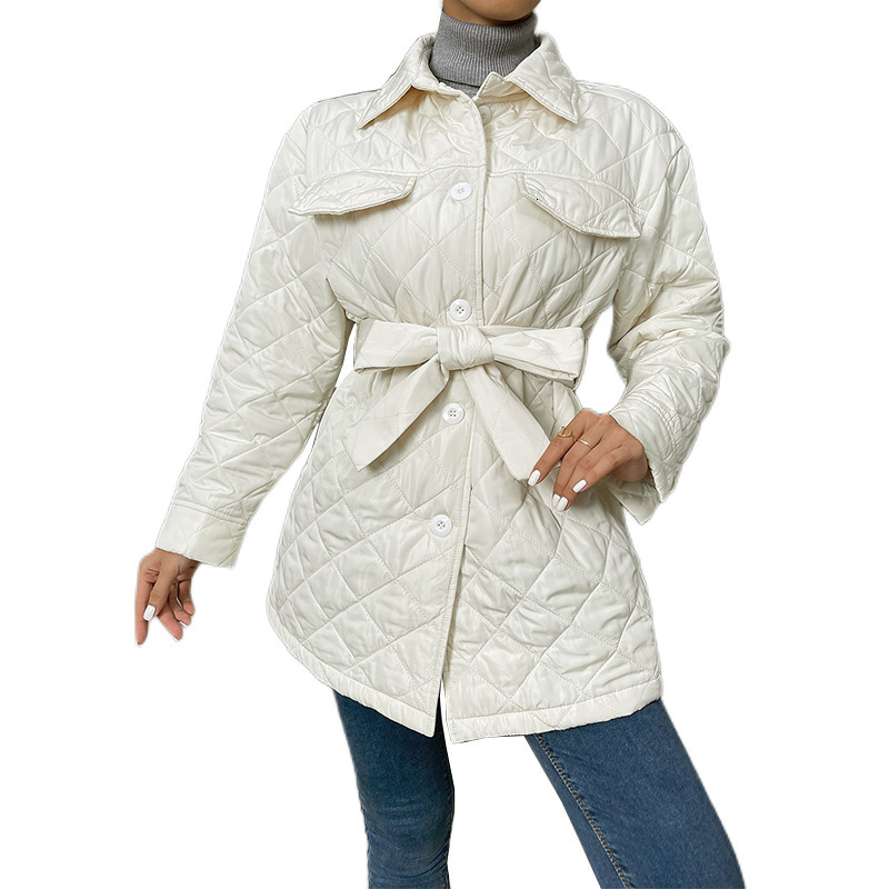 

Women's Down Parkas Mandylandy Women Autumn Winter Warm Parka Fashion Elegant Long Sleeve Turn Collar Single Breasted Coat Jacket Outwear 221125, White