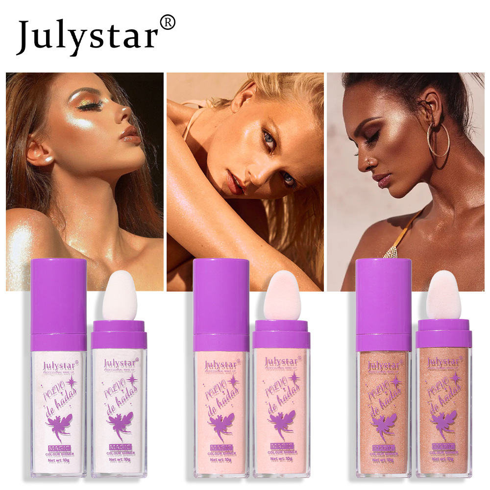 

Julystar Shimmering Highlighter Makeup Powder High Gloss Illuminating Powder Professional Face Makeups Eyeshadow Lips Hair Body Glitter Make up, 01