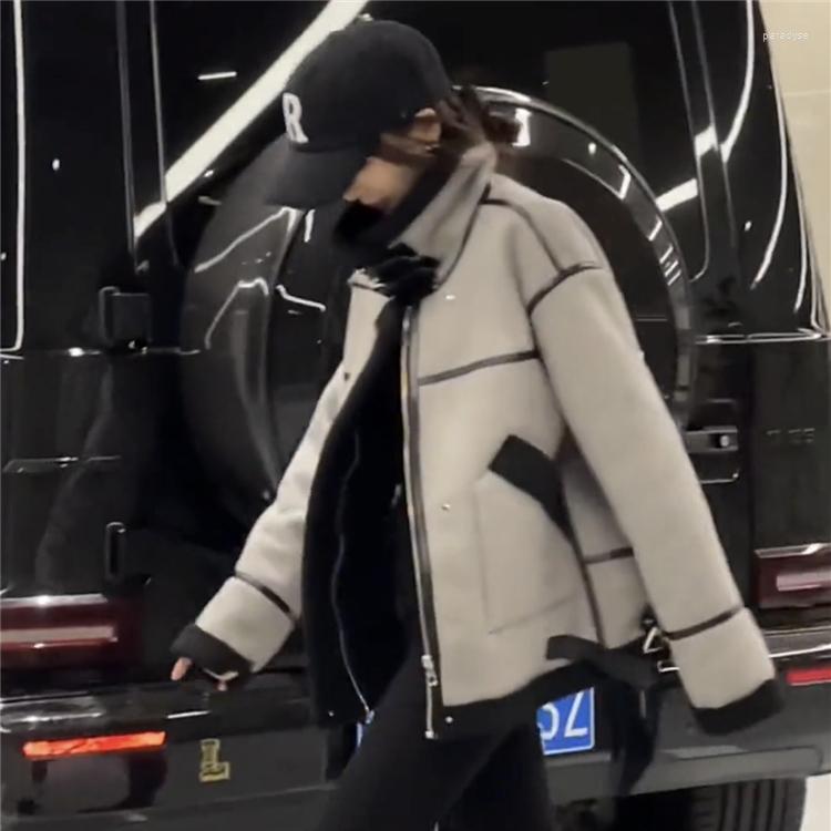 

Women' Fur 2022 Autumn Winter Women Thick Stand Collar Outerwear Female Imitation Lamb Coats Ladies Loose Motorcycle Jackets U422, Heihui
