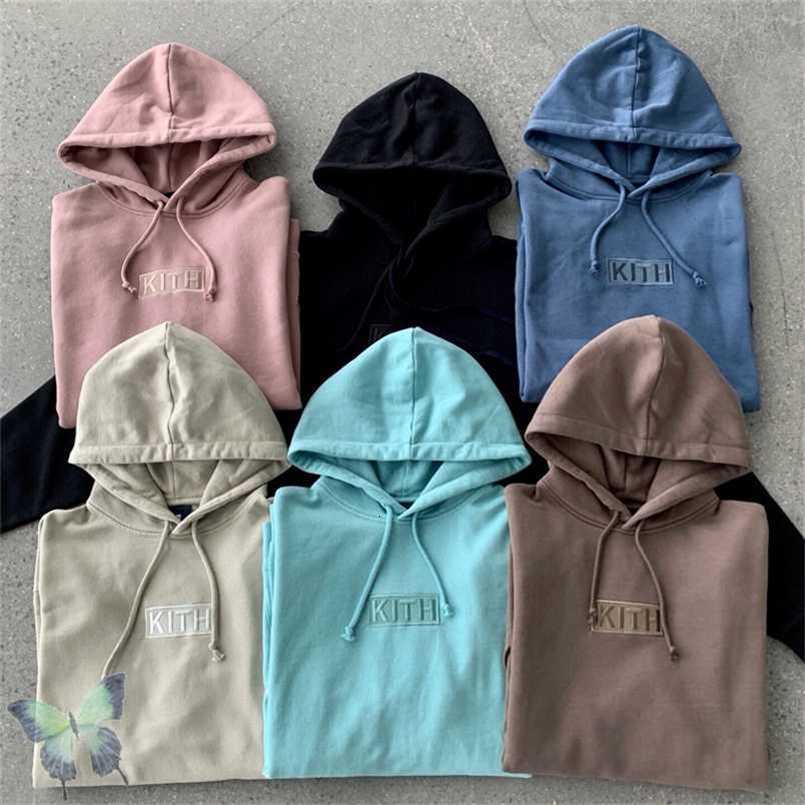 

Embroidery Kith Hoodie Sweatshirts Men Women Kith Box Hooded Sweatshirt Quality Inside Tag 220118, 10 terry