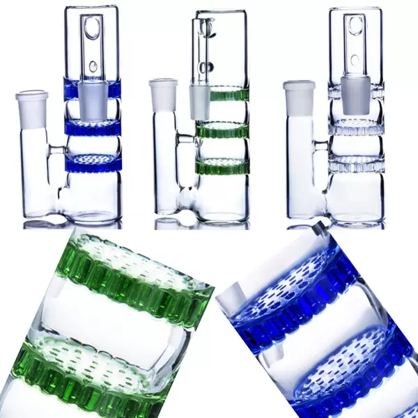 

18mm Glass hookahs Ash Catcher for Bongs with Colored Percolator 5.5 Inches and 18mm Joint