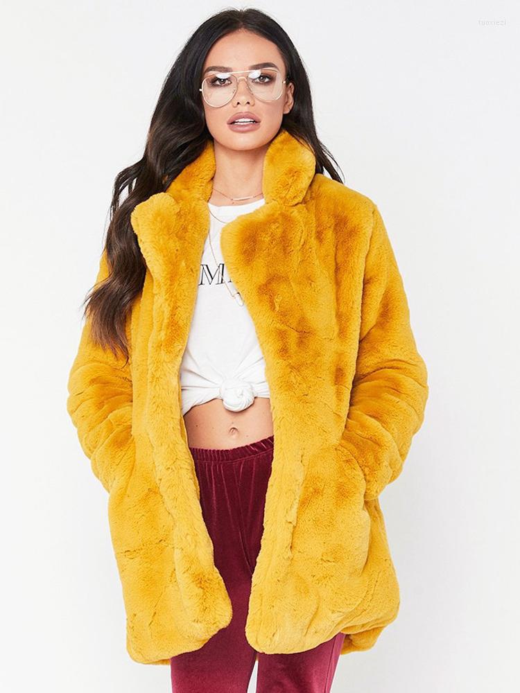 

Women' Fur Faux Winter Women Jackets Coat 2022 Long Sleeve Warm Pocket Furry Womens Loose Fluffy Black, Beige