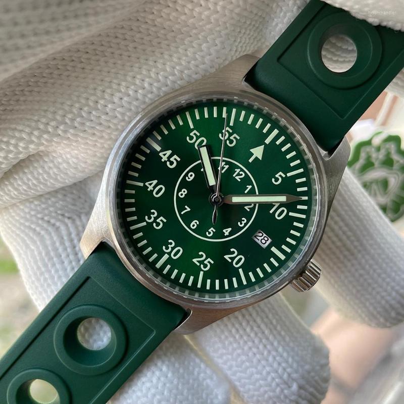 

Wristwatches STEELDIVE Official SD1940T Mechanical Watch For Men Black/Green/Blue Circle Dial Fashion Dive Wristwatch Swiss C3 Green, 40t-hh hr
