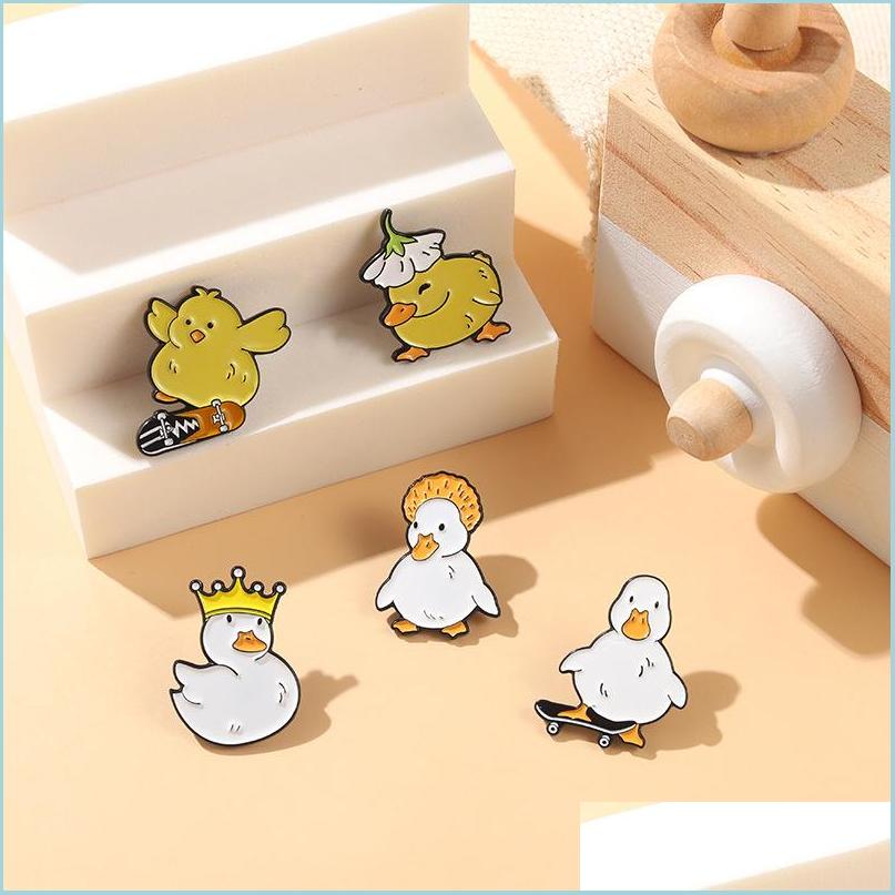 

Pins Brooches Lovely Animal Brooches Enamel Pin Custom Naughty Skate Goose Duck Chicken Brooch Bag Lapel Cartoon Funny Badg Dhgarden Dhicb
