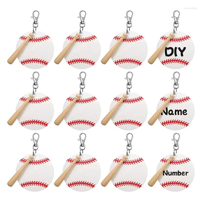

Keychains MXME 36 Pieces Acrylic Baseball Blanks Snap Hooks Keychain Wood Bat