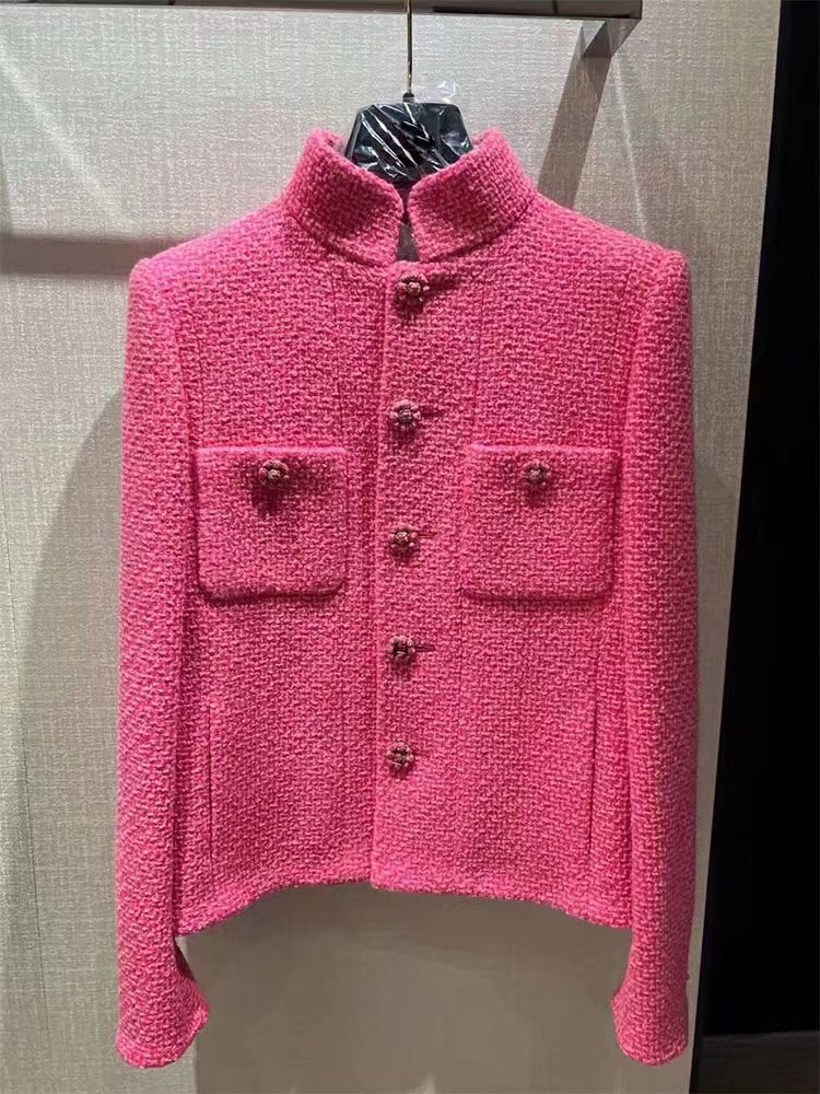 

Chan New Women's brand jacket OOTD designer Fashion top-grade autumn winter classics CCC LOGO tweed coat Leisure Spring Coats cardigan Women Christmas Gift, Red