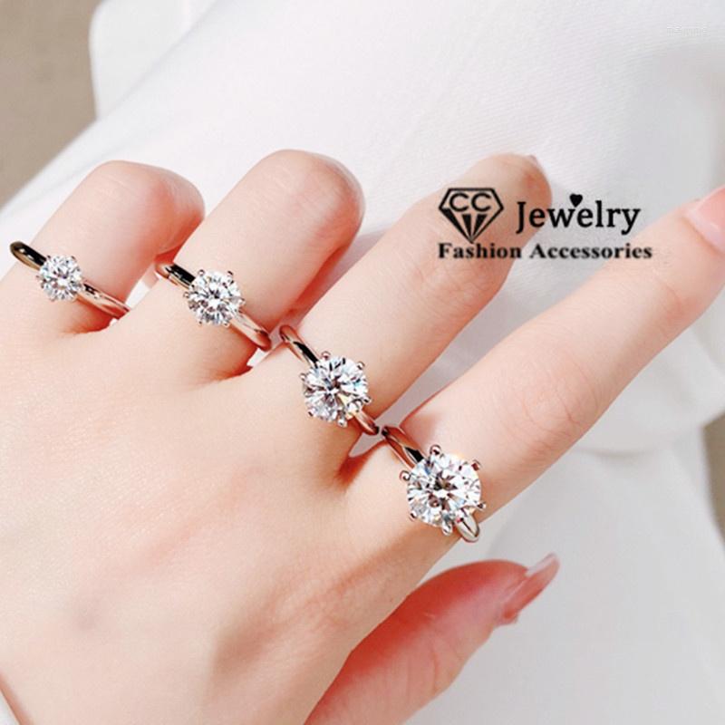 

Wedding Rings 6 Diamant For Women White Gold Plated 1-5ct Cubic Zirconia Stone Jewelry Engagement Propose Ring 1611