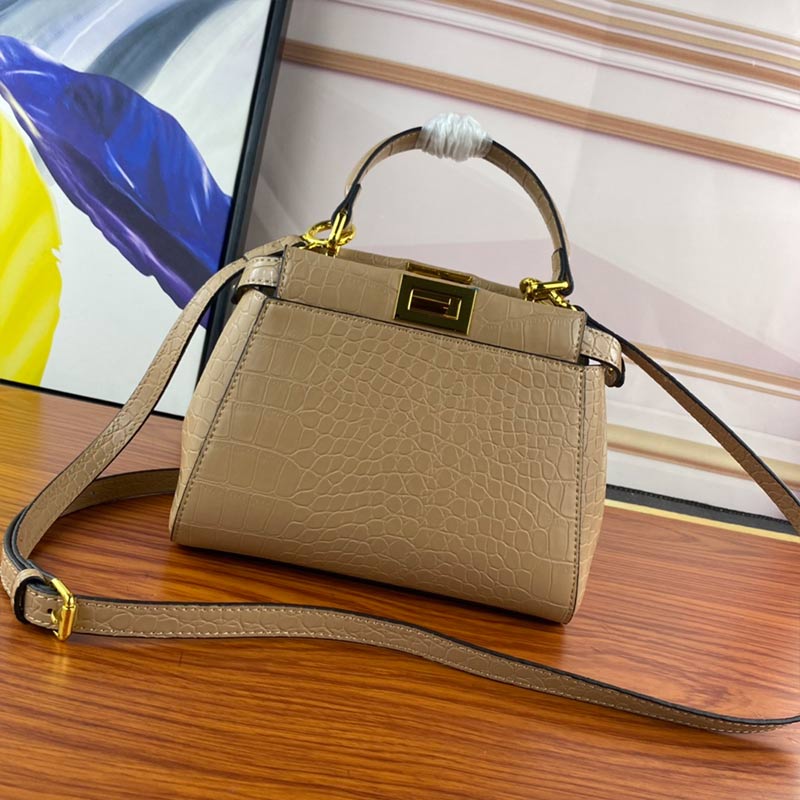 

Women Leather Handbags Purse Crossbody Bags Crocodile Pattern Classic Rotary Lock Removable Strap Gold Hardware Fashion Letters Plain Tote Bags 23cm