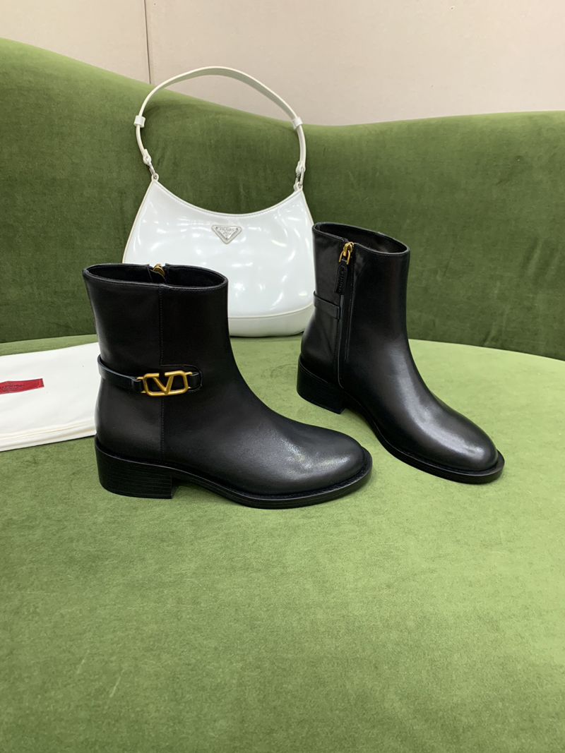 

High heeled Martin boots Autumn winter Coarse heel women shoes Desert Boot real leather zipper letter Lace up Fashion lady Heels Large size 35-40 US4.5-8.5 With box -BB014, Picture color