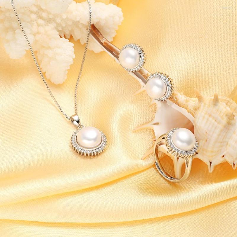 

Necklace Earrings Set HENGSHENG Natural Pearl Women Pendant & Stud Rings ZC Sun Jewelry Gift, Picture shown