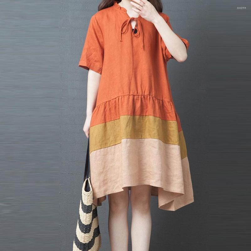 

Hoodies Loose Patchwork V-neck Sleeve Women's Casual Linen Pocket, C569-1