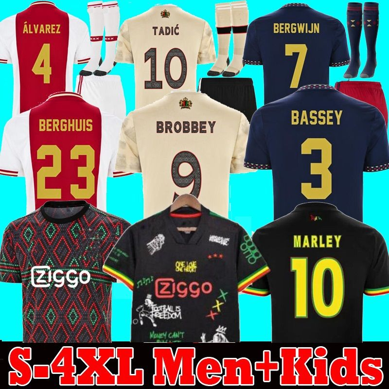 

23 AJAXS Soccer Jerseys TADIC BERGWIJN BASSEY BROBBEY special football shirt men kids socks Fans Player Version 1128, Away