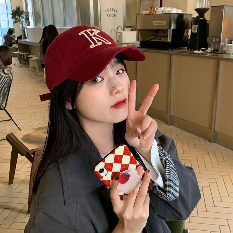 

Ball Caps 2022 Spring Autumn Korean Big K Letter Soft Top Wome Cap Men Casual Baseball Sports Sun Hat Couple RetroHip-Hop Cotton, Black