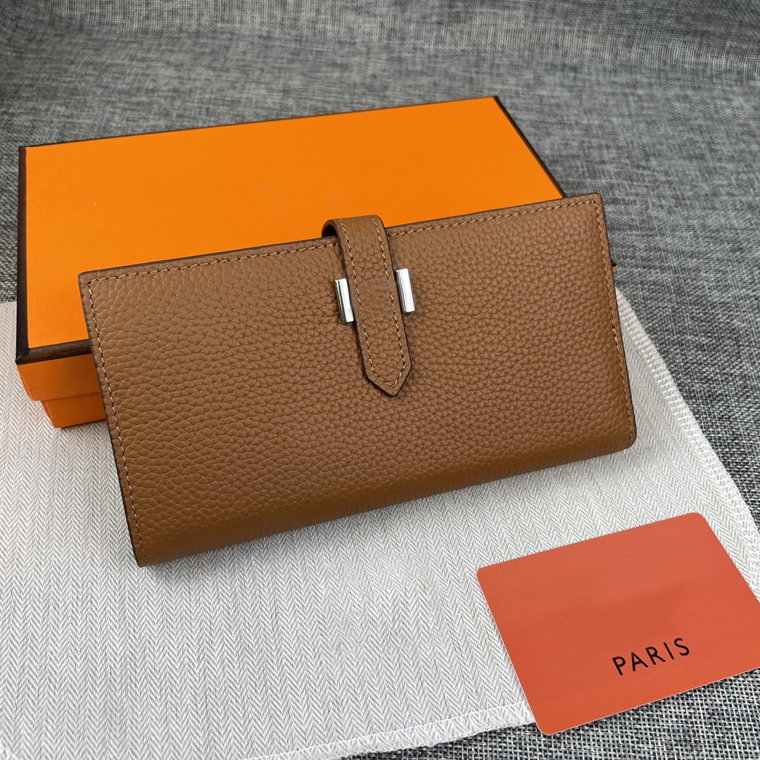 

9A Designer Wallets Togo Crowhide Leather Number and Gold and Silver Logo Fashion Boutique Handbags, Deep brown