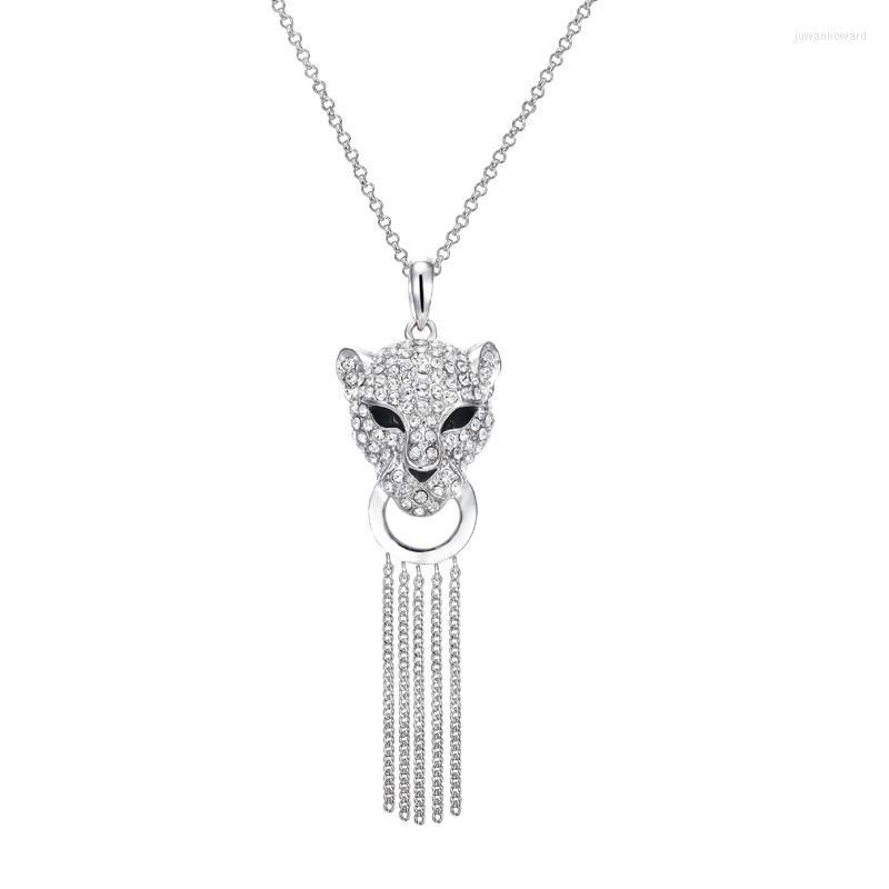 

Pendant Necklaces COCOM Sexy Leopard Women Tassel Necklace With Austrian Crystals Animal Jewelry On The Neck Special Gift For Friend