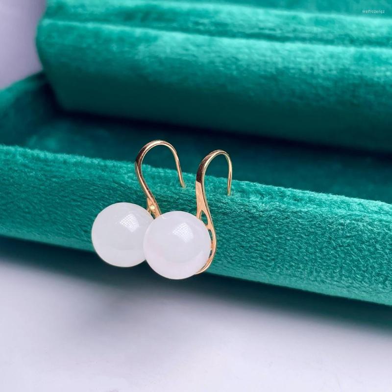 

Stud Earrings SHILOVEM 18k Yellow Gold Real Natural White Jasper Classic Wholesale Fine Women Gift Myme080822hby