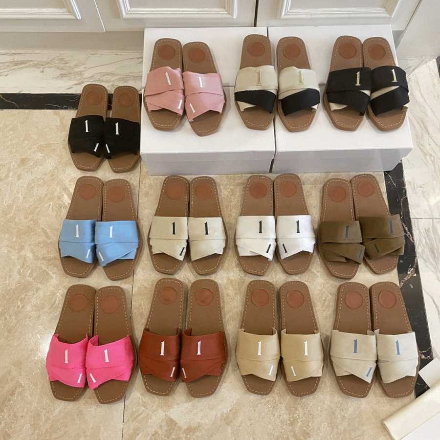 

Cross Woven Roman Slippers Sandals Shoes Pearl Slide Summer Wide Flat Lady Canvas Sandals designers Slipper