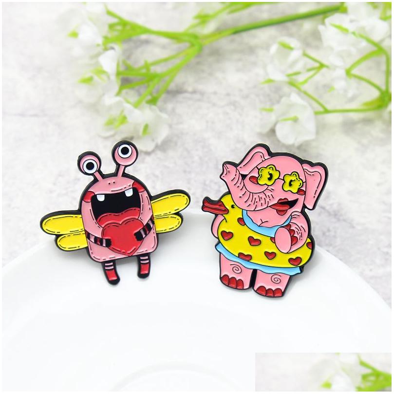 

Pins Brooches Cartoon Animal Brooches For Women Red Elephant Alloy Badges Cute Bee Collar Pin Jewelry Gift Accessories Drop Delivery Dho4A