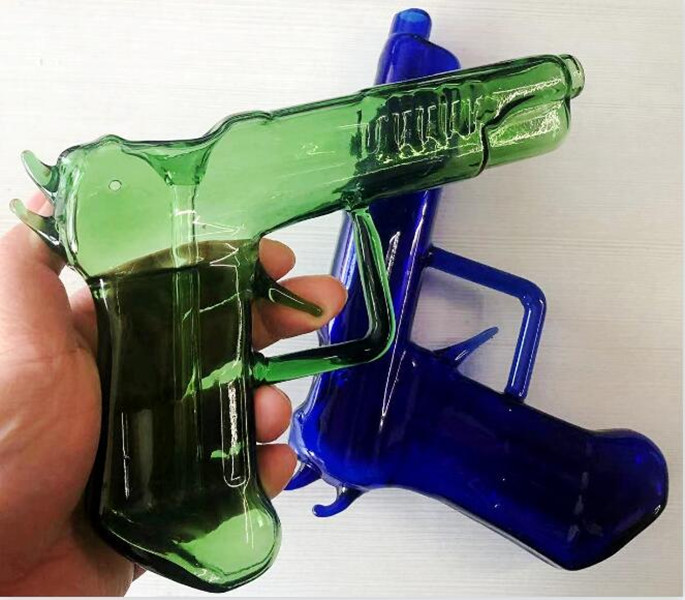 

HAND HELD Smoking Gun Pipes Glasses Bubbler Oil burner Pipe Water Bongs Tobacco Dry Herb Portable Glass Smokig Pipe