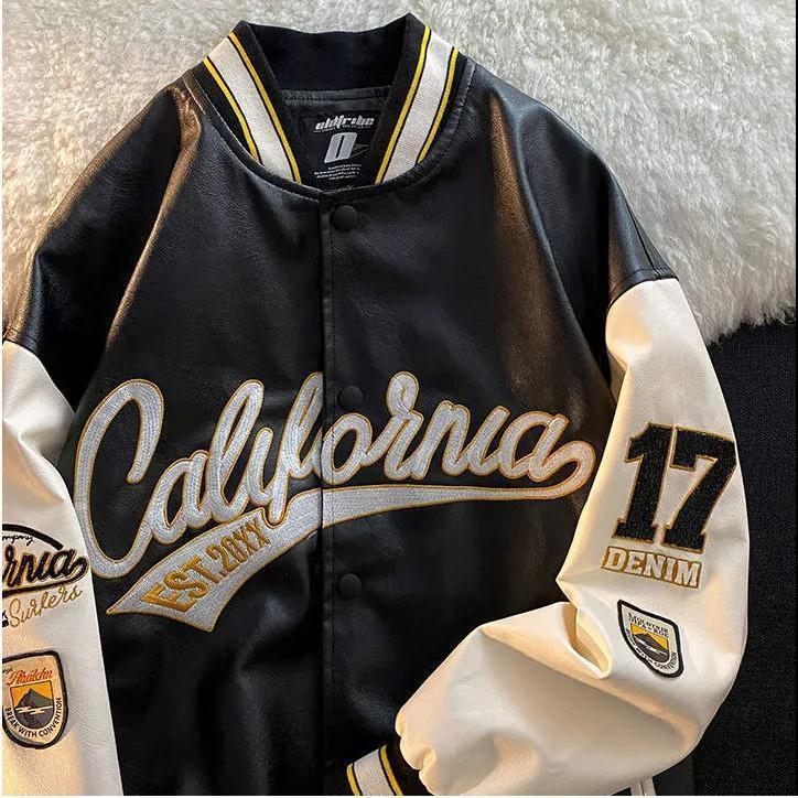 

Men's Jackets Autumn men's casual leather jacket ins loose trend Baseball Jacket Harajuku BF motorcycle 221128, Black good quality