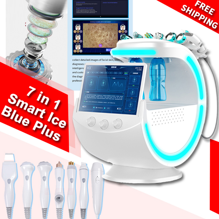 

Smart Ice Blue With Skin Diagnosis System Multifunctional 7 in 1 Hydro Dermabrasion Oxygen Facial Skin Analysis And Whitening Machine