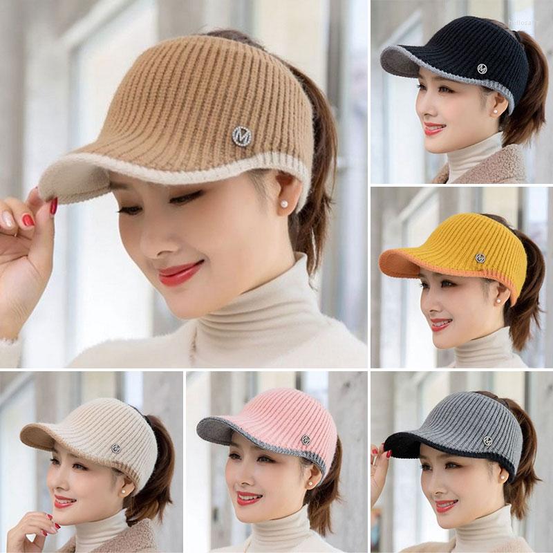 

Berets Women's Woolen Knitted Peaked Hat Plush Velvet Warm Korean Style Empty Top Cap Adult Autumn Winter Casual Outdoor Keep
