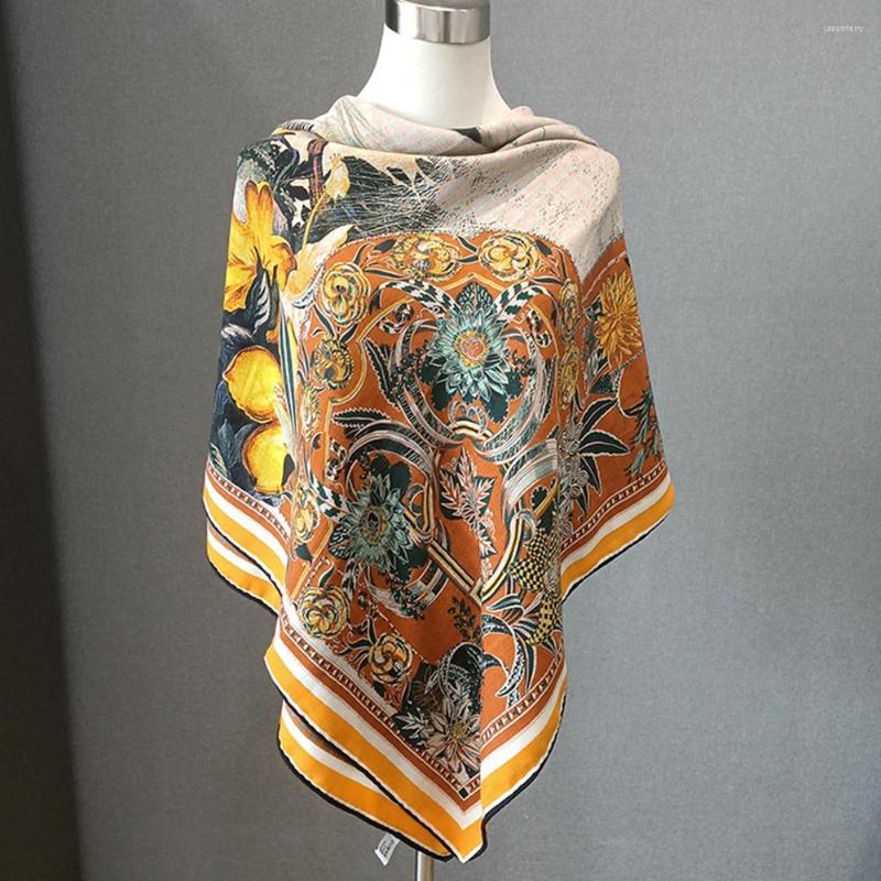 

Scarves High-end Elegant Women's White Peacock Double-sided Printed High Quality Silk Wool Hand-rolled Edge Warm Soft Scarf Shawl Wrap