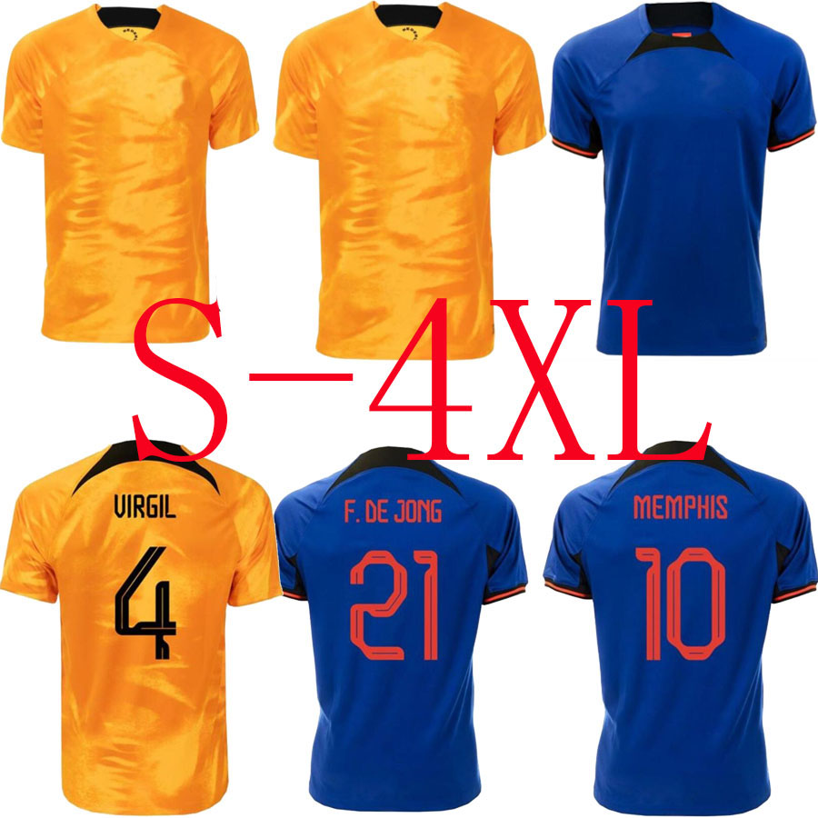 

S-4XL 22 23 Soccer Jerseys DE JONG Holland 2022 2023 World Cup DE LIGT WIJNALDUM KLAASSEN DUMFRIES Football Shirt BERGWIJN VIRGIL Mens Jersey Kit, Yellow