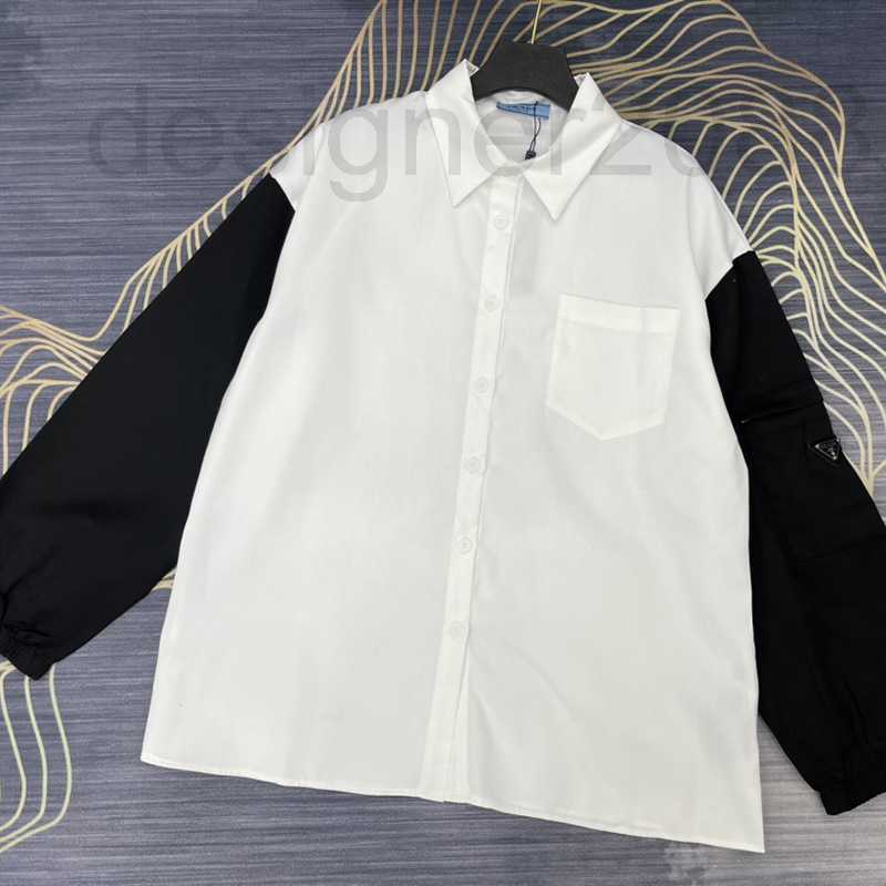 

Women's Blouses & Shirts designer Color blocking shirt triangle elevation version poison family men's and women's fashion, White