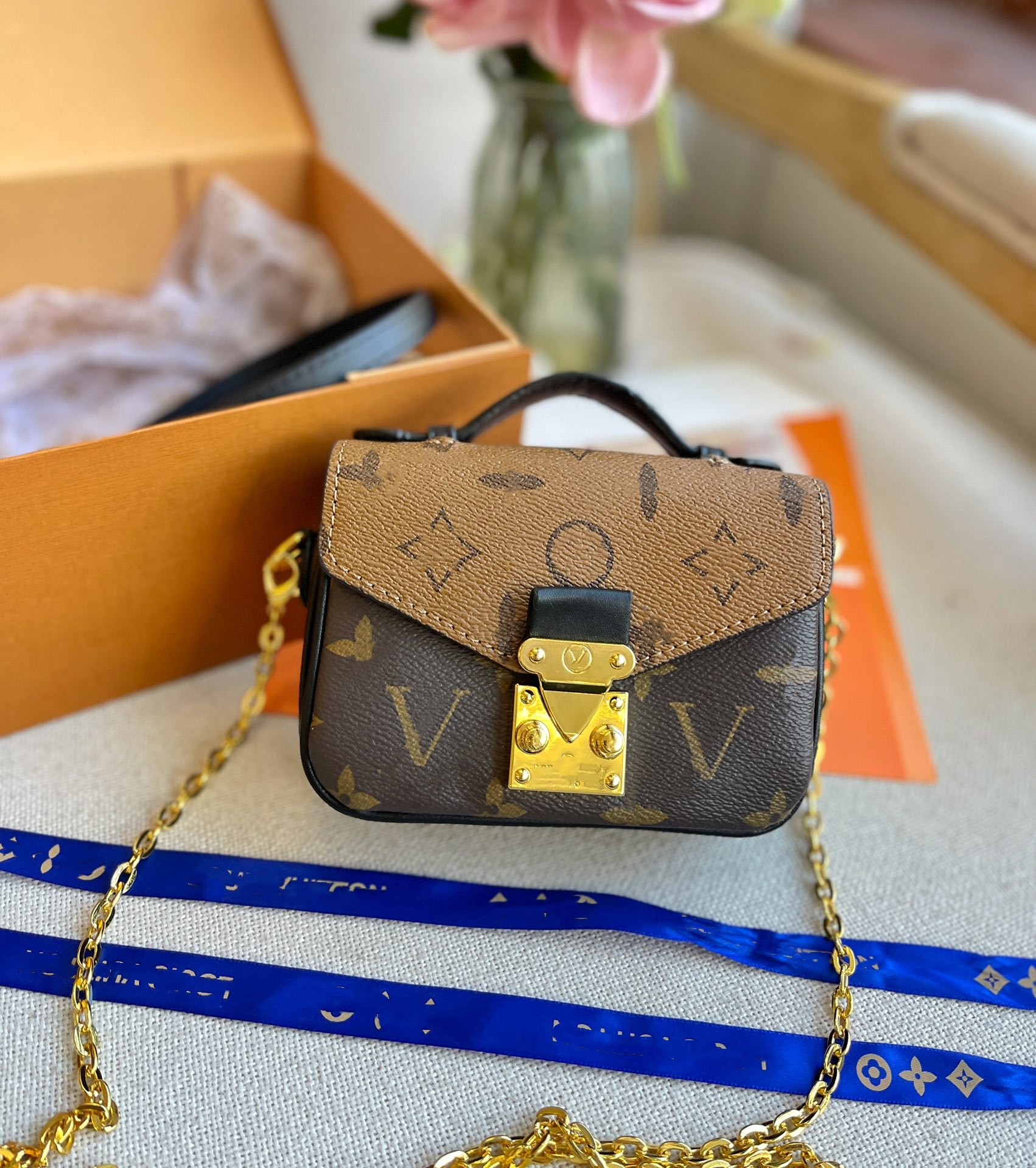 

2021New Paris luxury handbags ladies cross-body bag designer shoulder chain fashion classic retro dinner with box, Brown