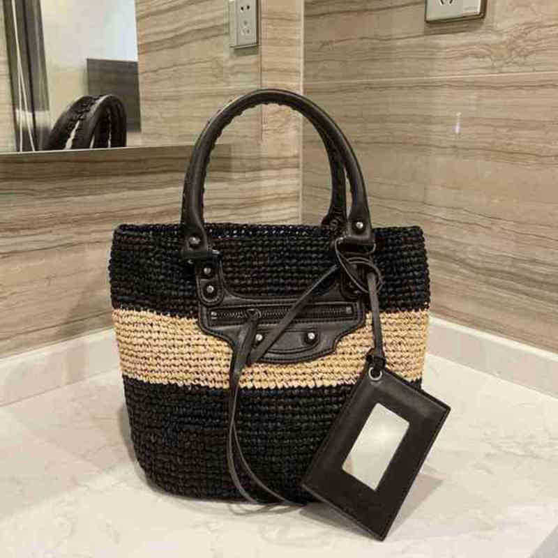 

Quality Shoulder Bags Women Handbag Female Black Straw Fashion Tote 211116